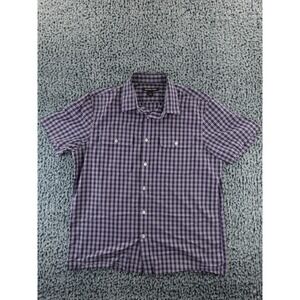 Michael Kors Plaid Short Sleeve Button Down‎ Shirt Purple Black Size Large